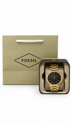 Fossil BQ2677 Gold Octagonal Black Dial Watch