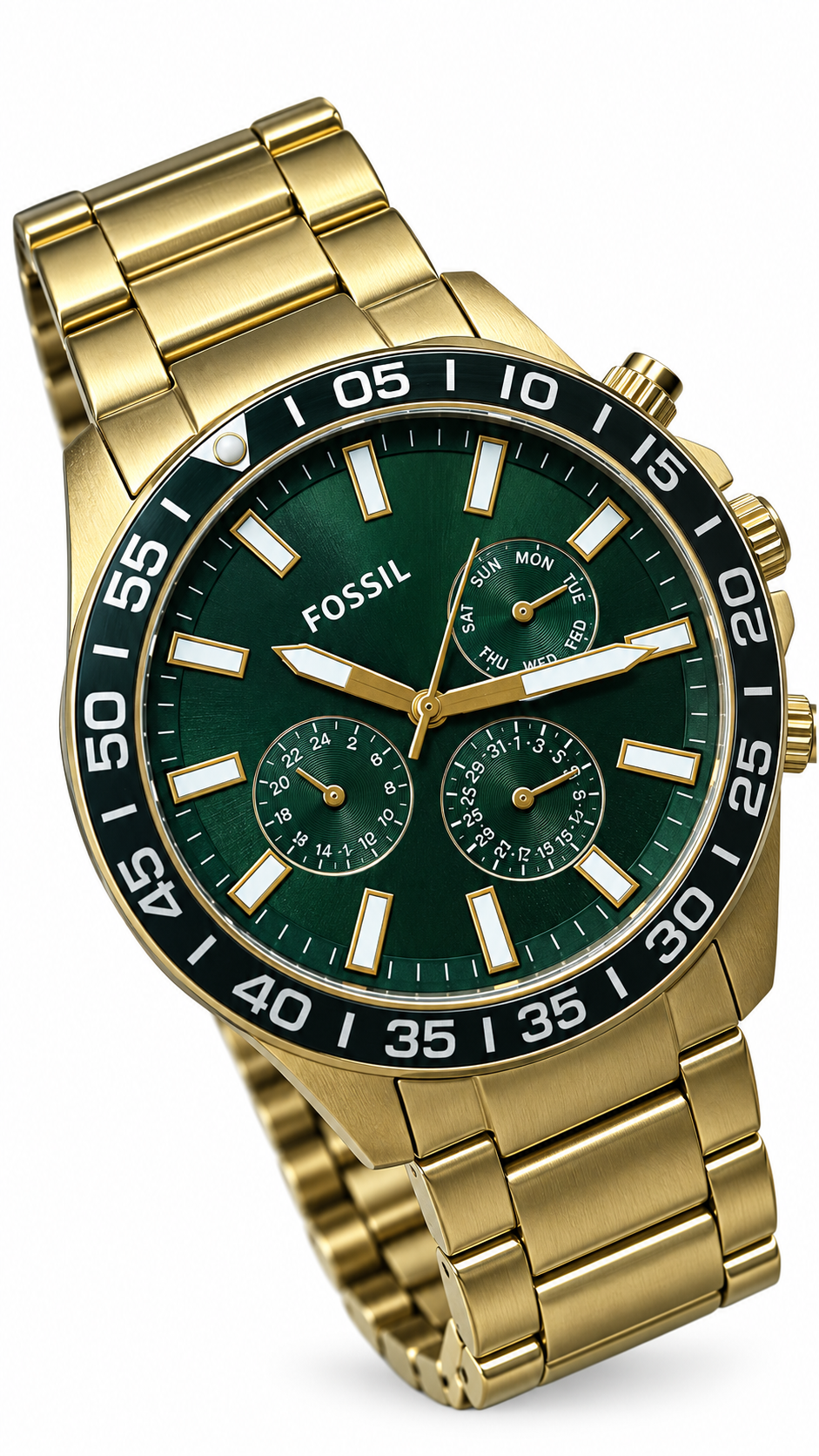 Fossil BQ2493 Gold & Green Multifunction Watch