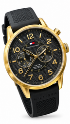 Tommy Hilfiger Gold & Black Silicone Watch