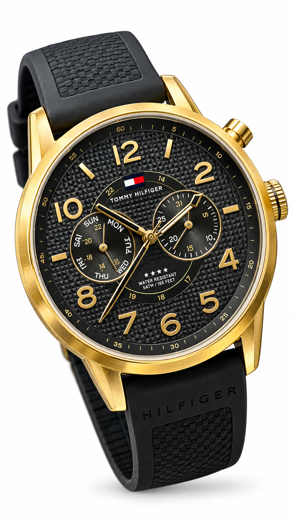 Tommy Hilfiger Gold & Black Silicone Watch