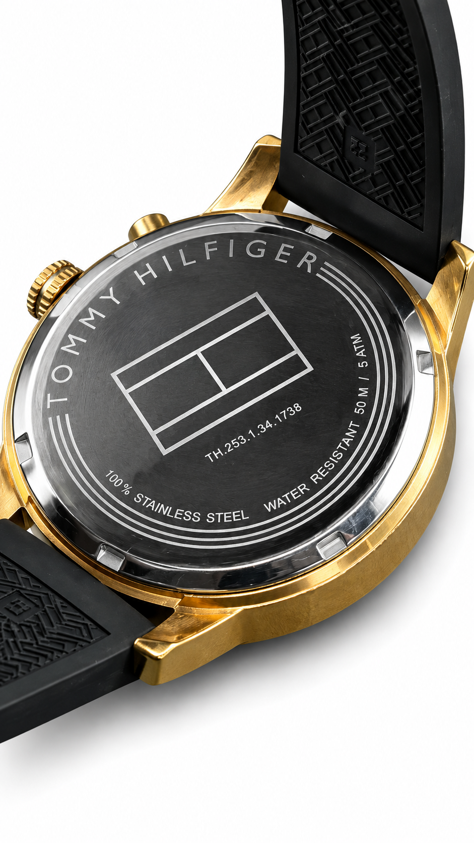 Tommy Hilfiger Gold & Black Silicone Watch