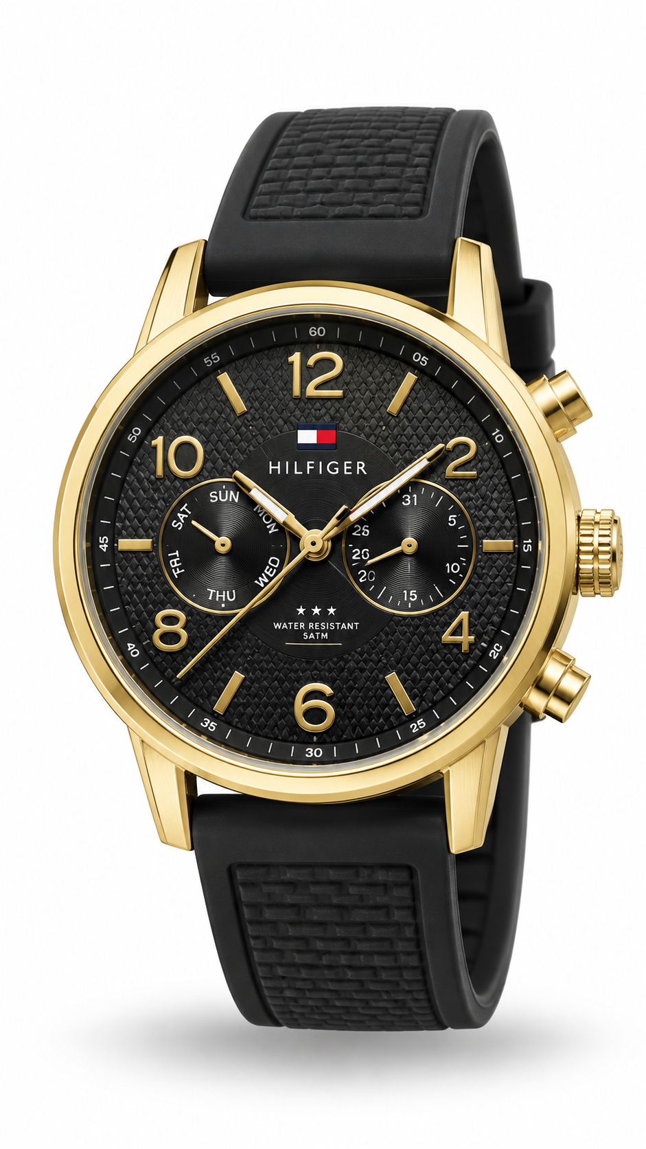 Tommy Hilfiger Gold & Black Silicone Watch