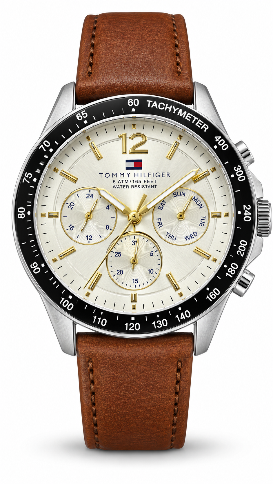 Tommy Hilfiger Silver Dial Brown Leather Watch