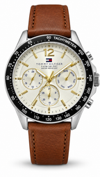Tommy Hilfiger Silver Dial Brown Leather Watch