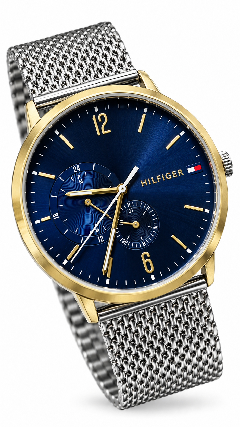 Tommy Hilfiger TH.354.1.20.2457 Two-Tone Blue Dial Stainless Steel Mesh Men's Watch