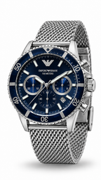 Emporio Armani AR-11587 Blue Dial Chronograph Stainless Steel Mesh Watch