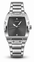 GUESS GW0387G1 Stainless Steel Tonneau Case Diamond Accent Black Dial Men's Watch