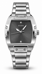 GUESS GW0387G1 Stainless Steel Tonneau Case Diamond Accent Black Dial Men's Watch