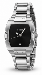 GUESS GW0387G1 Stainless Steel Tonneau Case Diamond Accent Black Dial Men's Watch