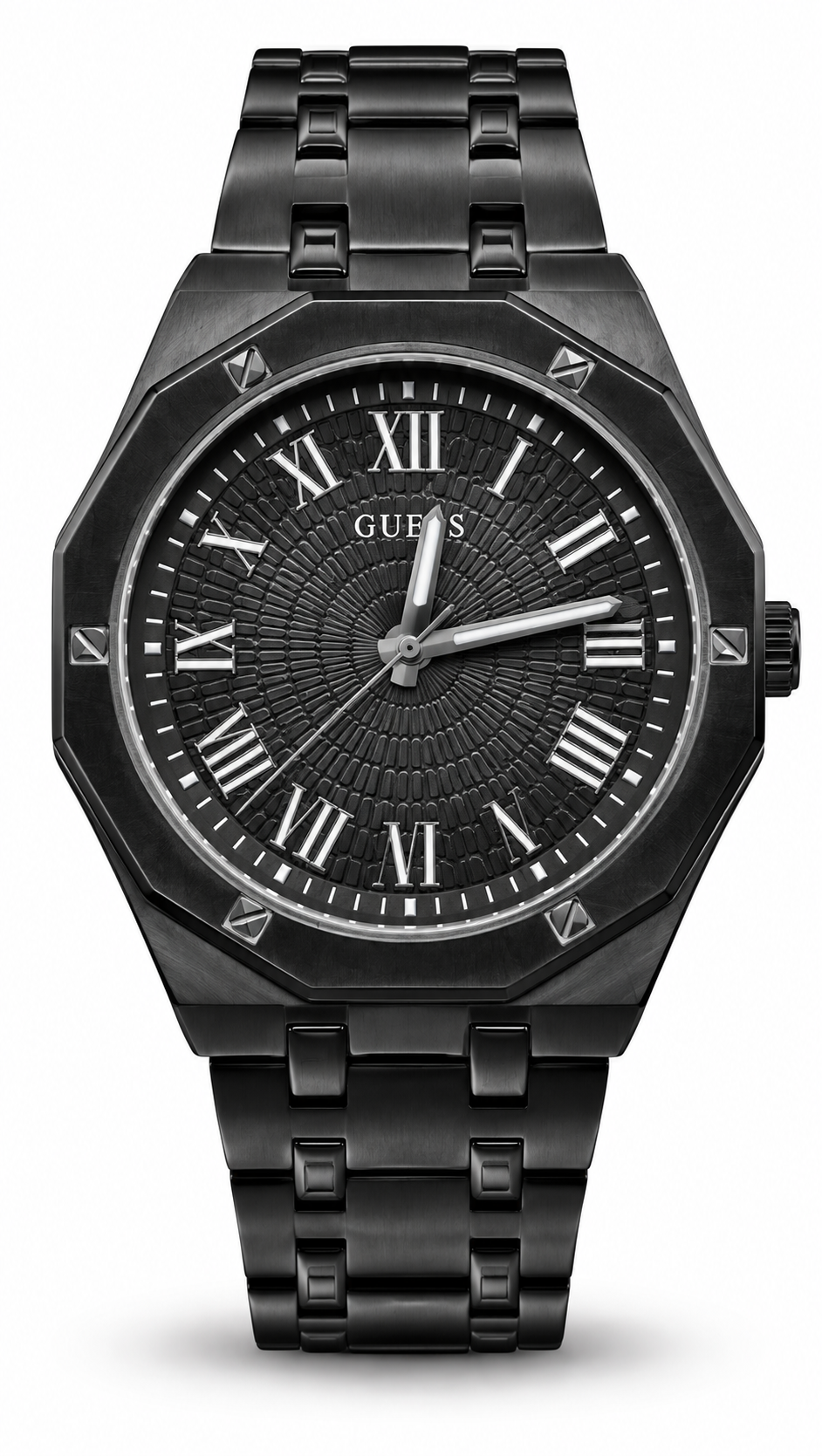 GUESS GW0263G1 All Black Octagon Bezel Roman Numeral Men's Watch