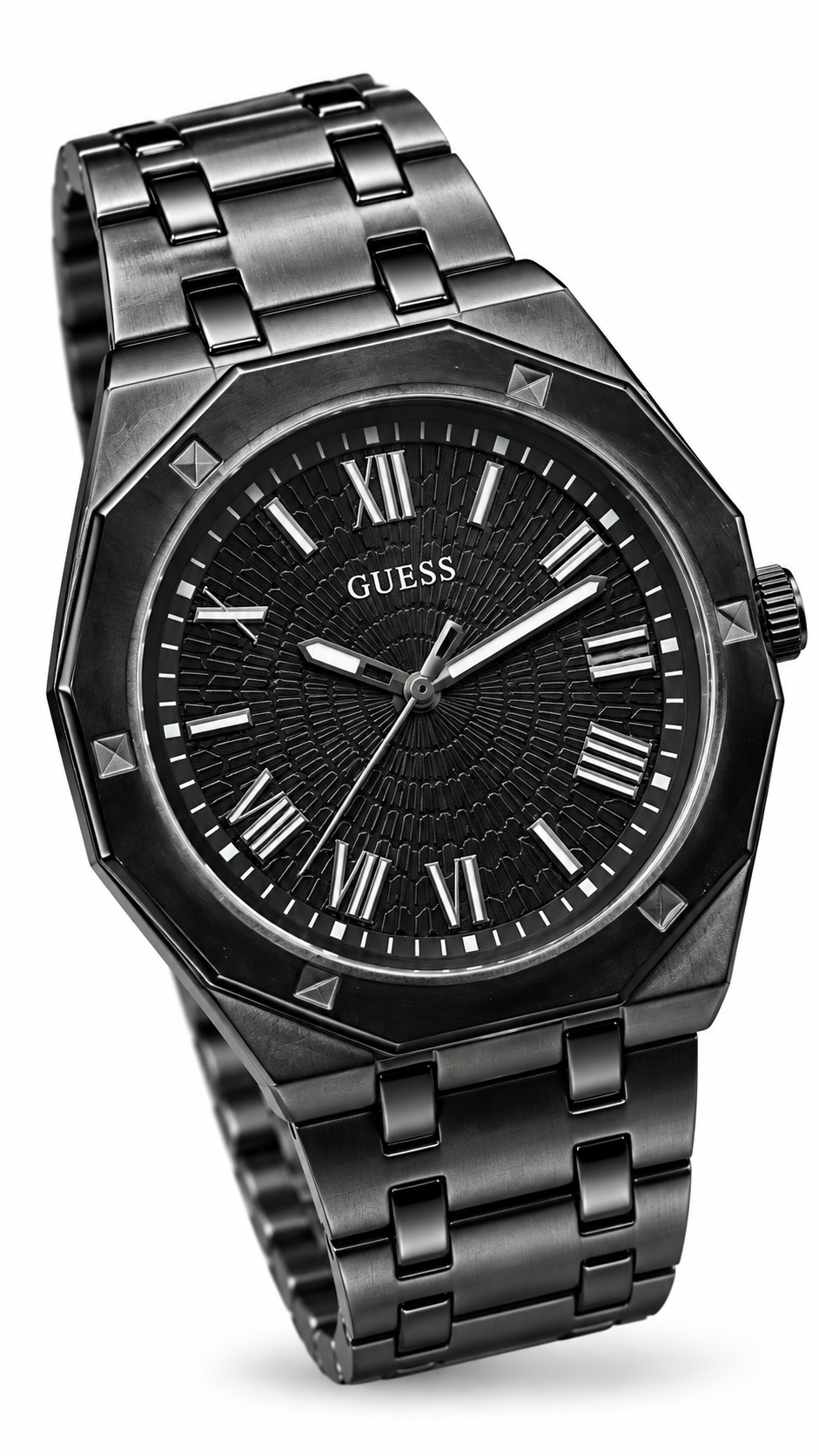 GUESS GW0263G1 All Black Octagon Bezel Roman Numeral Men's Watch