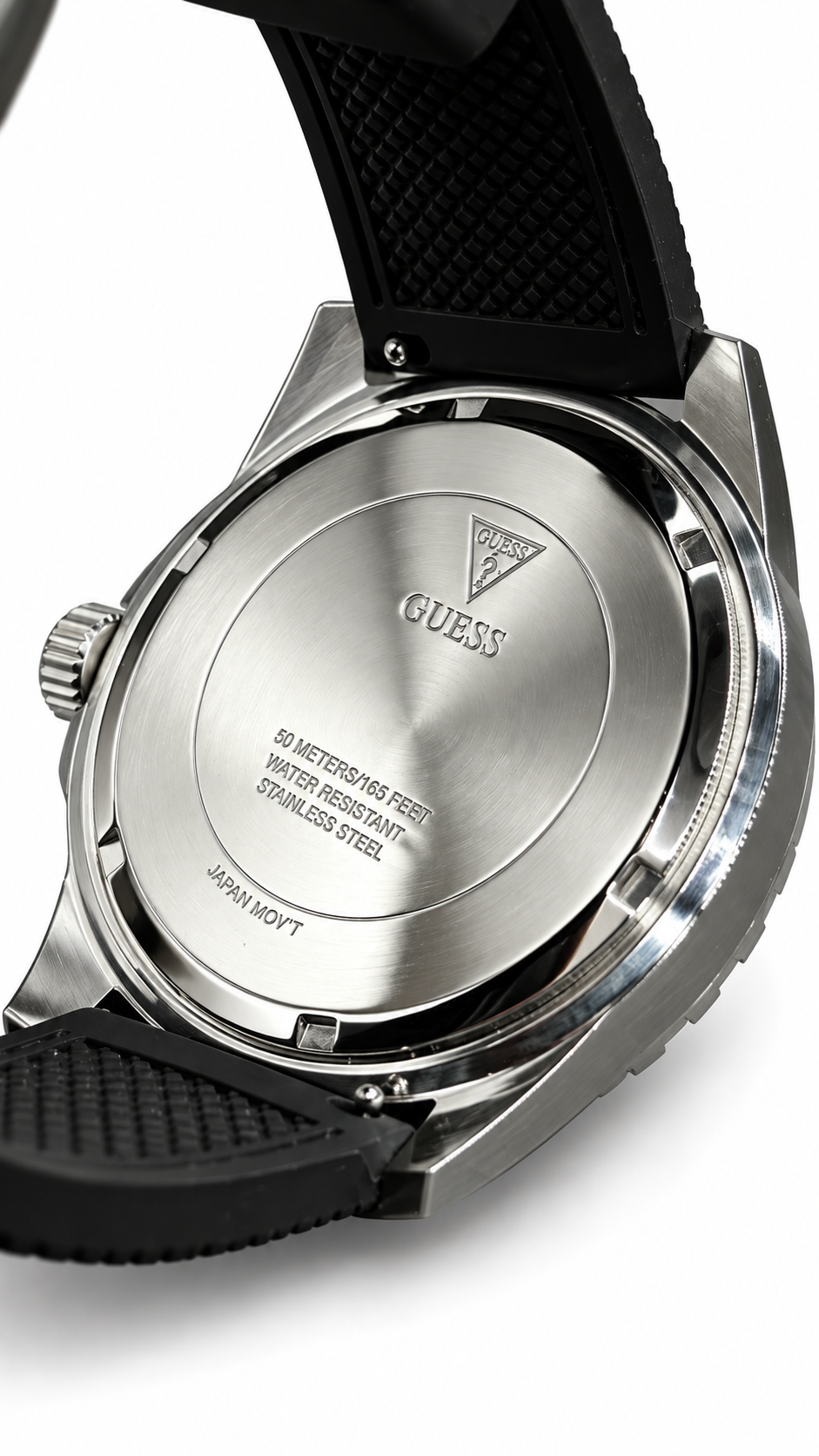 GUESS Crystal Bezel Black Pavé Dial Men's Watch with Black Silicone Strap