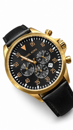 Michael Kors Gauge Black Leather Watch MK8535