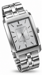 Hugo Boss HB.47.1.14.2076 Silver Stainless Steel Rectangular Watch – Textured Guilloché Dial