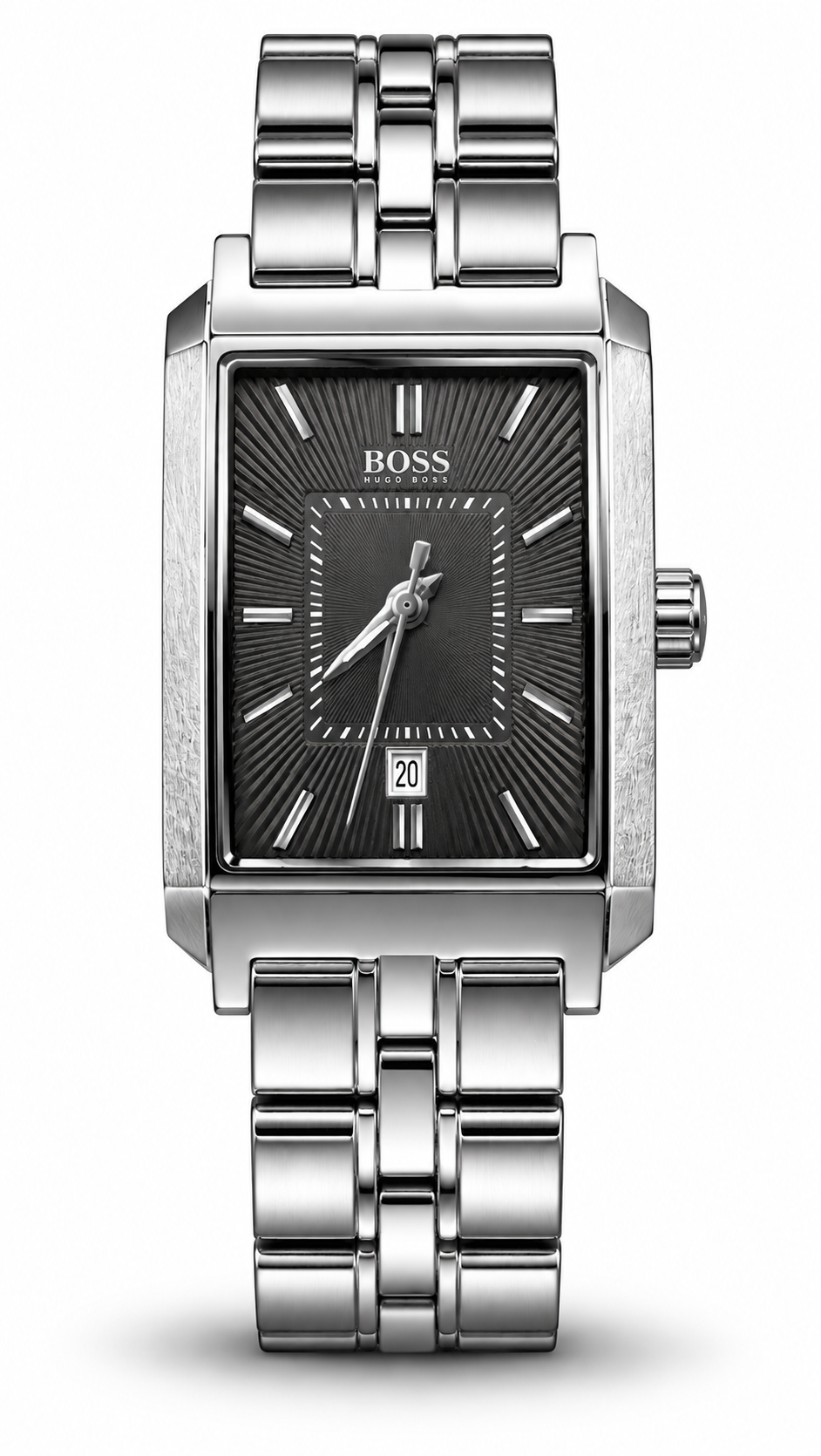 BOSS Hugo Boss HB.47.1.14.2076 Stainless Steel Rectangular Men's Watch with Black Textured Dial
