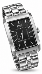 BOSS Hugo Boss HB.47.1.14.2076 Stainless Steel Rectangular Men's Watch with Black Textured Dial