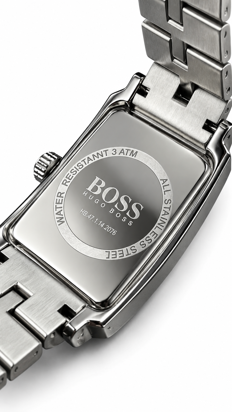 BOSS Hugo Boss HB.47.1.14.2076 Stainless Steel Rectangular Men's Watch with Black Textured Dial