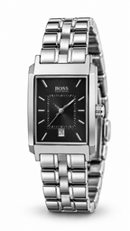 BOSS Hugo Boss HB.47.1.14.2076 Stainless Steel Rectangular Men's Watch with Black Textured Dial