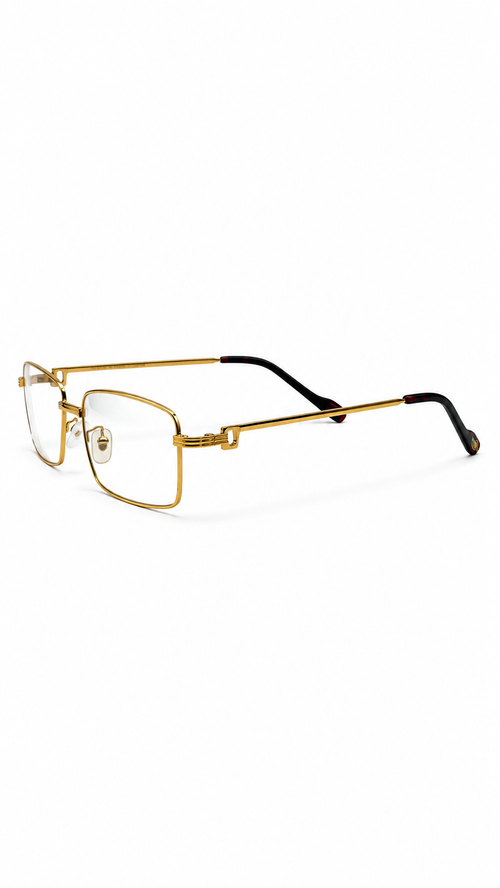 Cartier Paris 140 Classic Gold Rectangular Metal Optical Glasses – Premium Eyeglass Frame