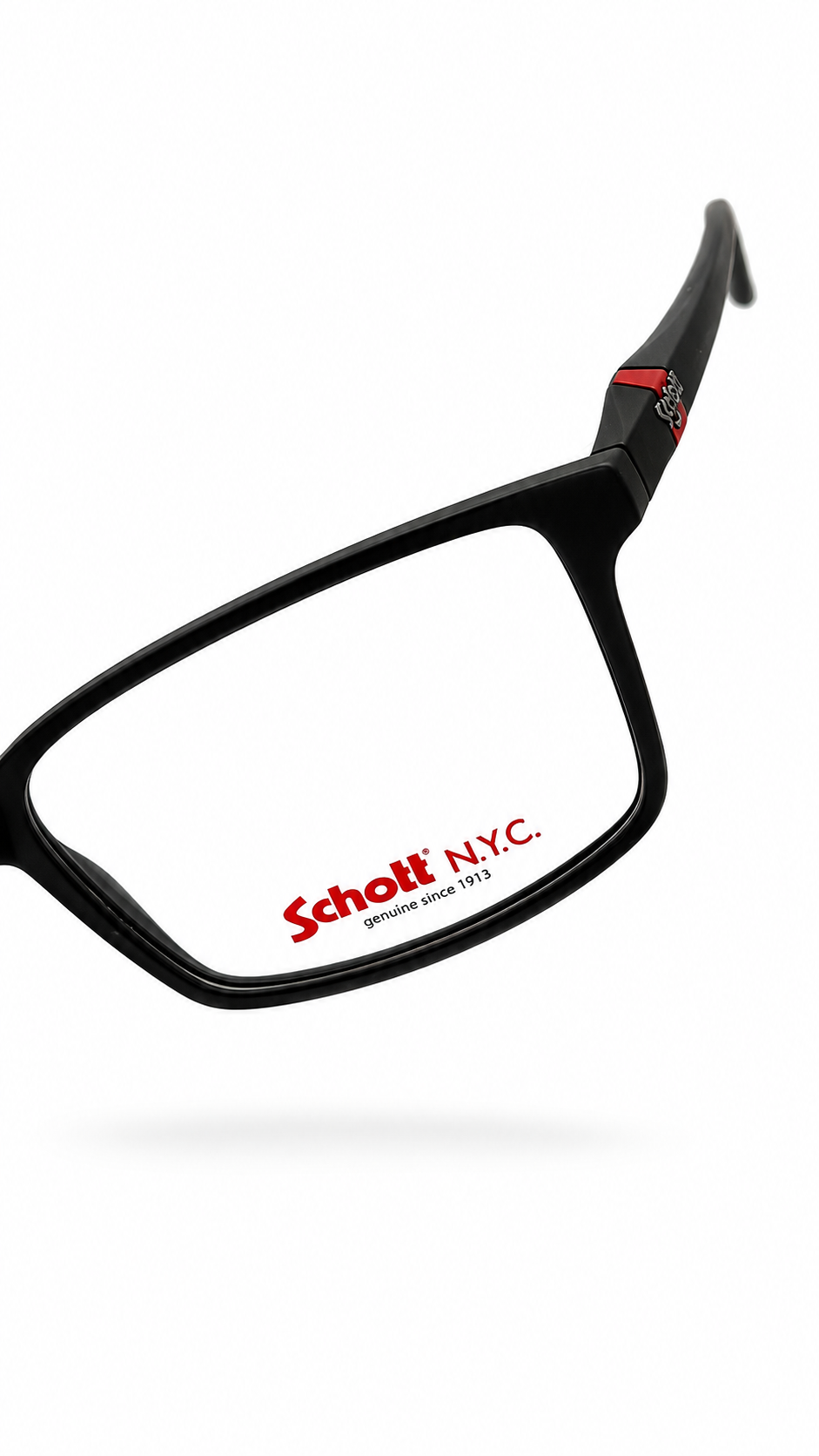 Schott N.Y.C. Black Rectangular Optical Glasses – Classic Full-Rim Frame