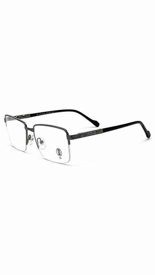 Cartier 4818101 Classic Silver & Black Metal Rectangular Eyeglasses – 53mm