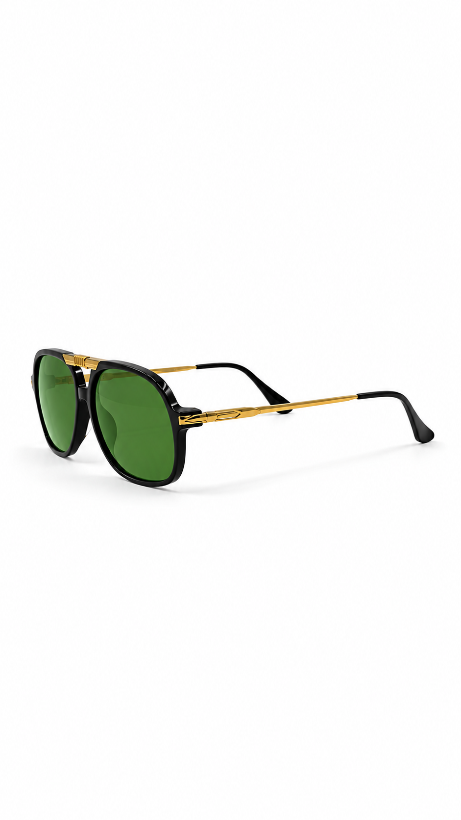 Persol 6403/ 12/44 GL 12 135 Black Sunglasses with Green Lenses – Gold Detail