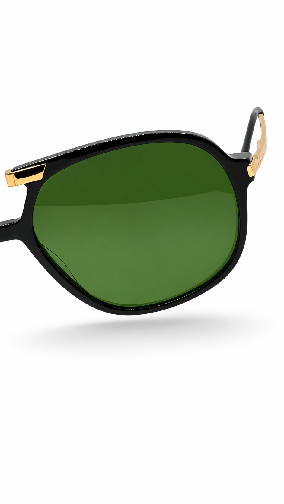 Persol 6403/ 12/44 GL 12 135 Black Sunglasses with Green Lenses – Gold Detail