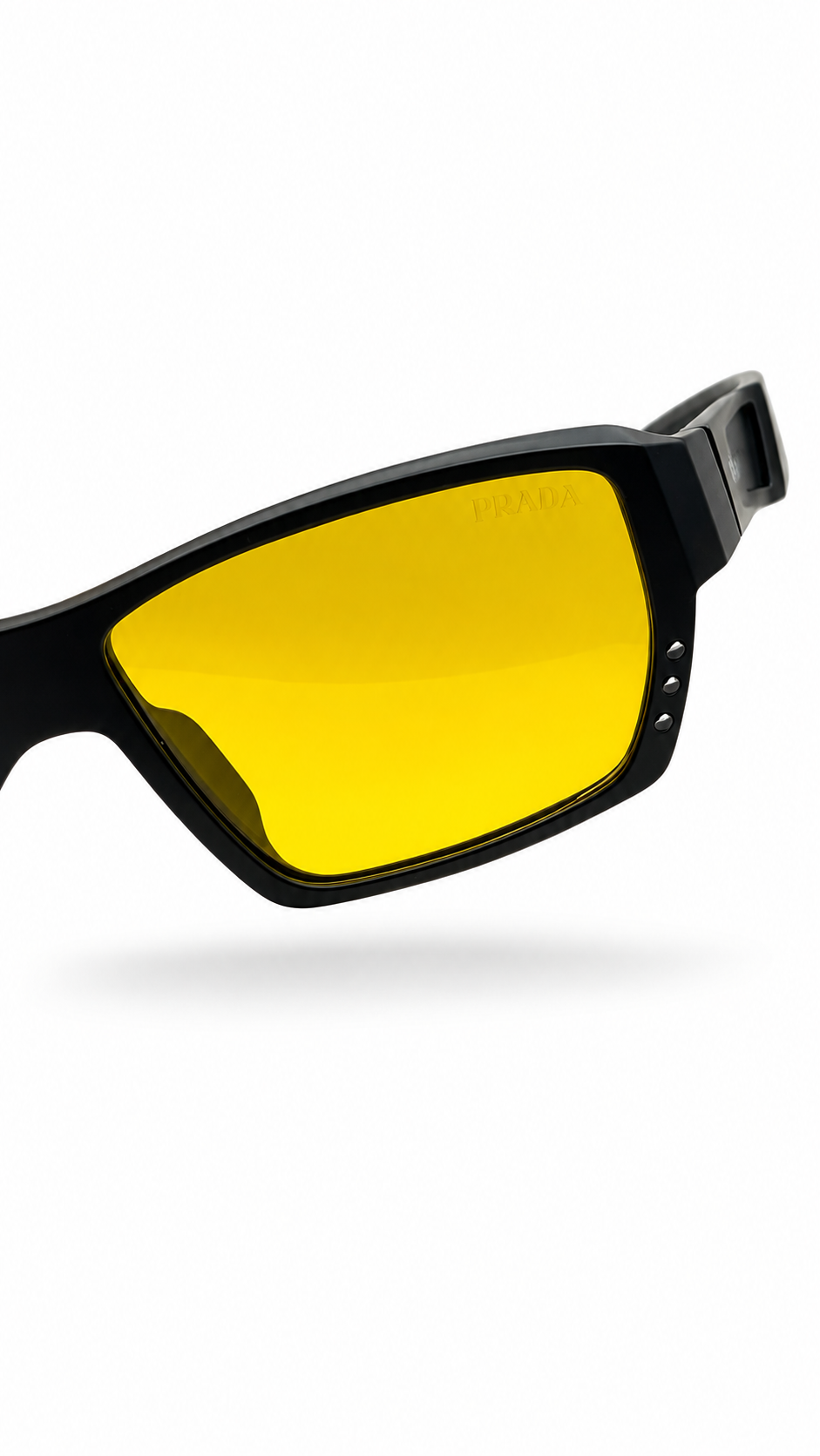 Prada GRA004 Black Sunglasses – Yellow Lens Rectangular Frame