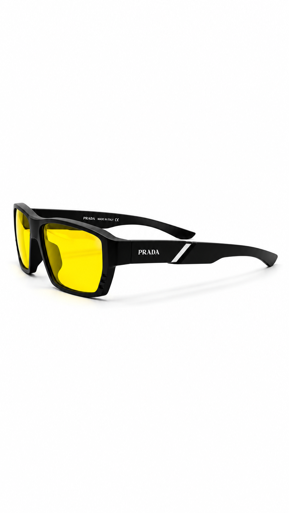 Prada GRA004 Black Sunglasses – Yellow Lens Rectangular Frame