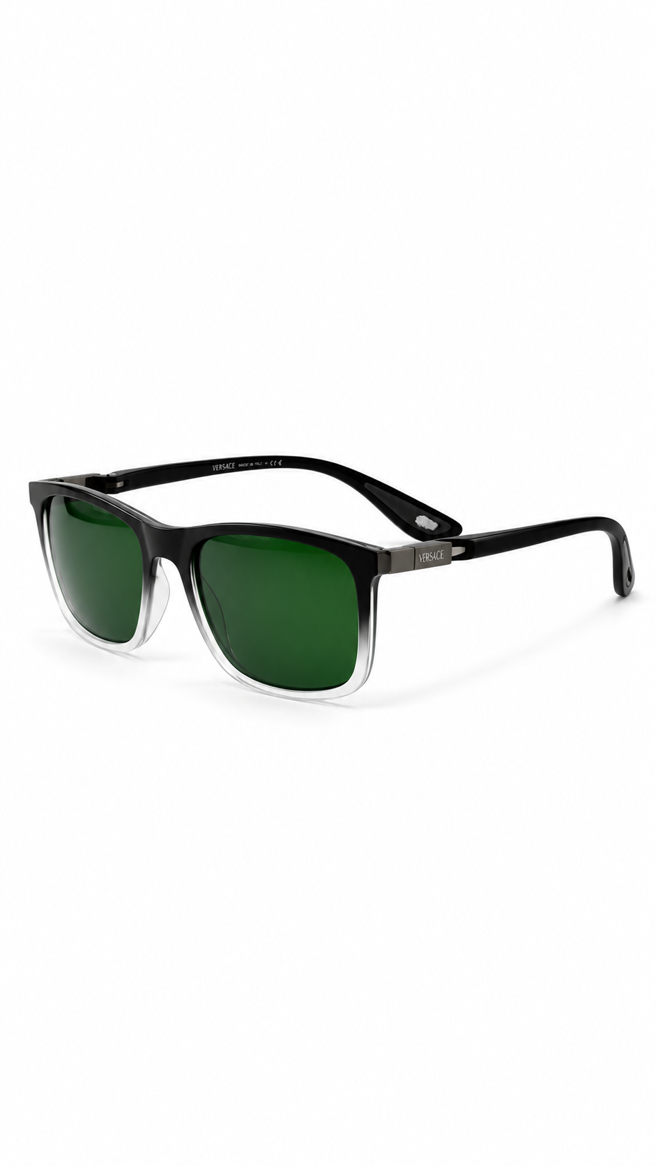 Ray-Ban 4433-M Black & Clear Rectangle Sunglasses with Green Lenses