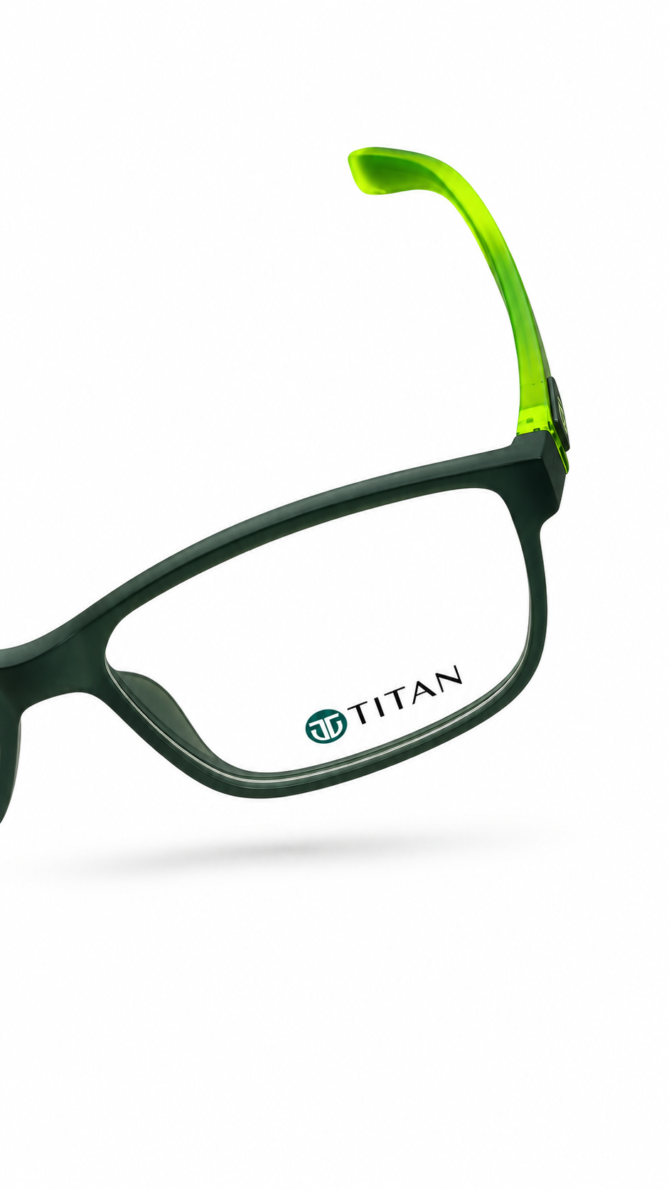 Titan TS1018 Black Rectangle Eyeglasses with Green Accents