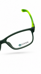 Titan TS1018 Black Rectangle Eyeglasses with Green Accents