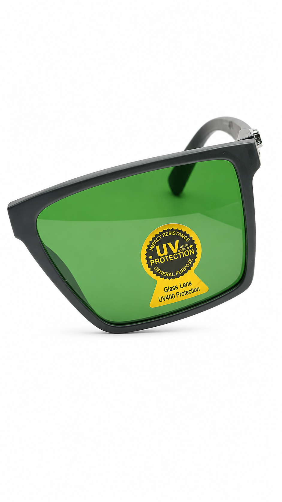 Green Sunglasses – Black Square Frame with UV Protection