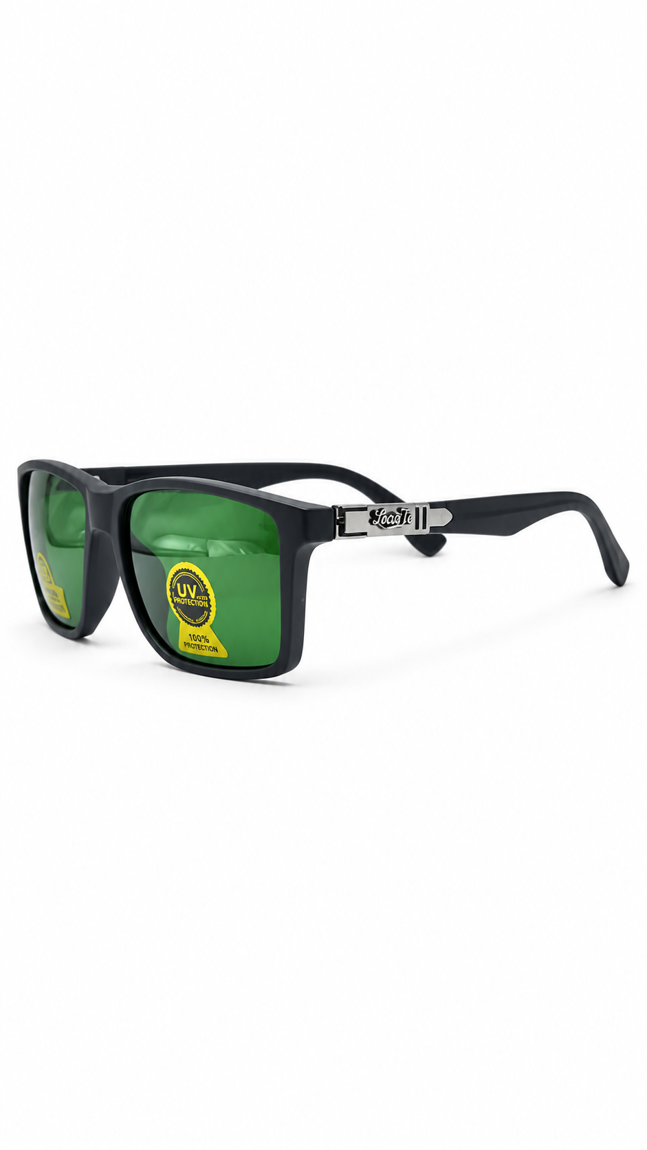 Green Lens Sunglasses – Black Square Frame UV400 Protection