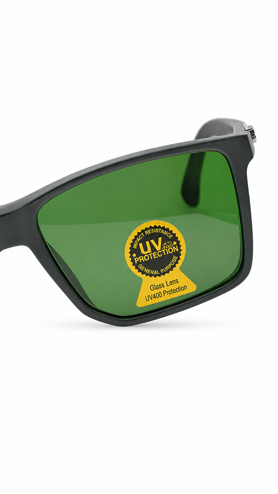 Green Lens Sunglasses – Black Square Frame UV400 Protection
