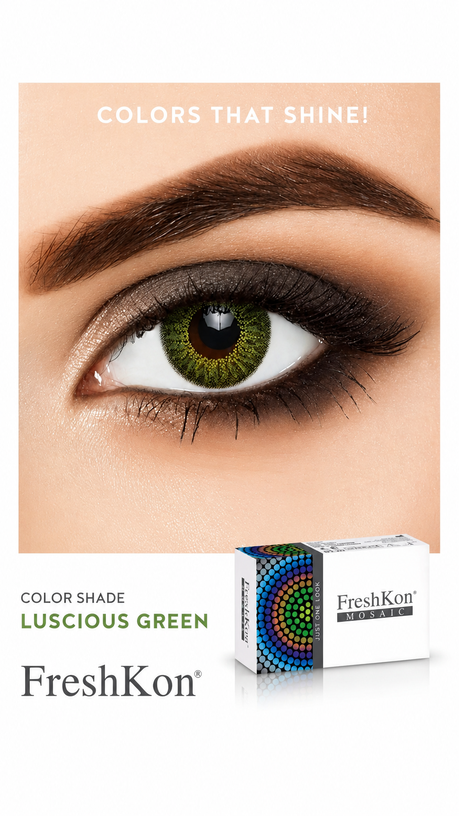 FreshKon Mosaic Luscious Green Monthly Color Contact Lenses