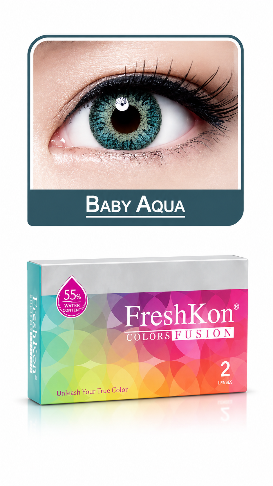 FreshKon Colors Fusion Baby Aqua Colored Contact Lenses