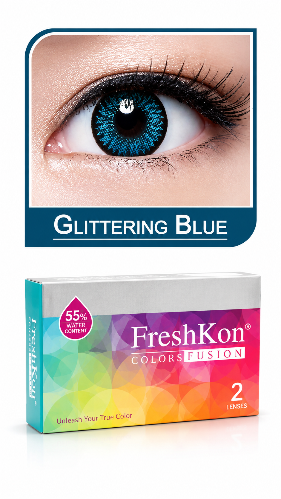 FreshKon Colors Fusion Glittering Blue Colored Contact Lenses