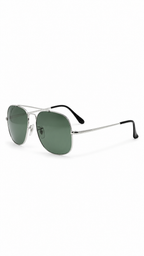Ray-Ban The General Sunglasses (RB 3561 003 57mm) – Silver Frame / G-15 Green Lenses