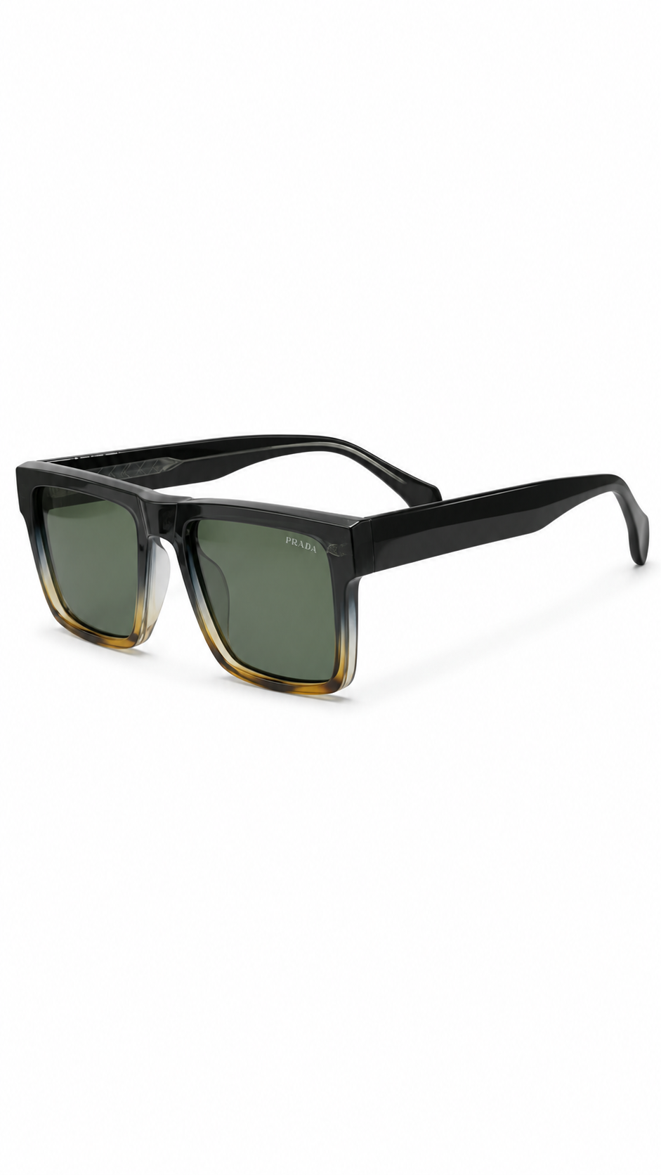 Prada Symbole Square Sunglasses (SPR 07Y / 2070 54mm) – Black & Tortoise / Green Lenses