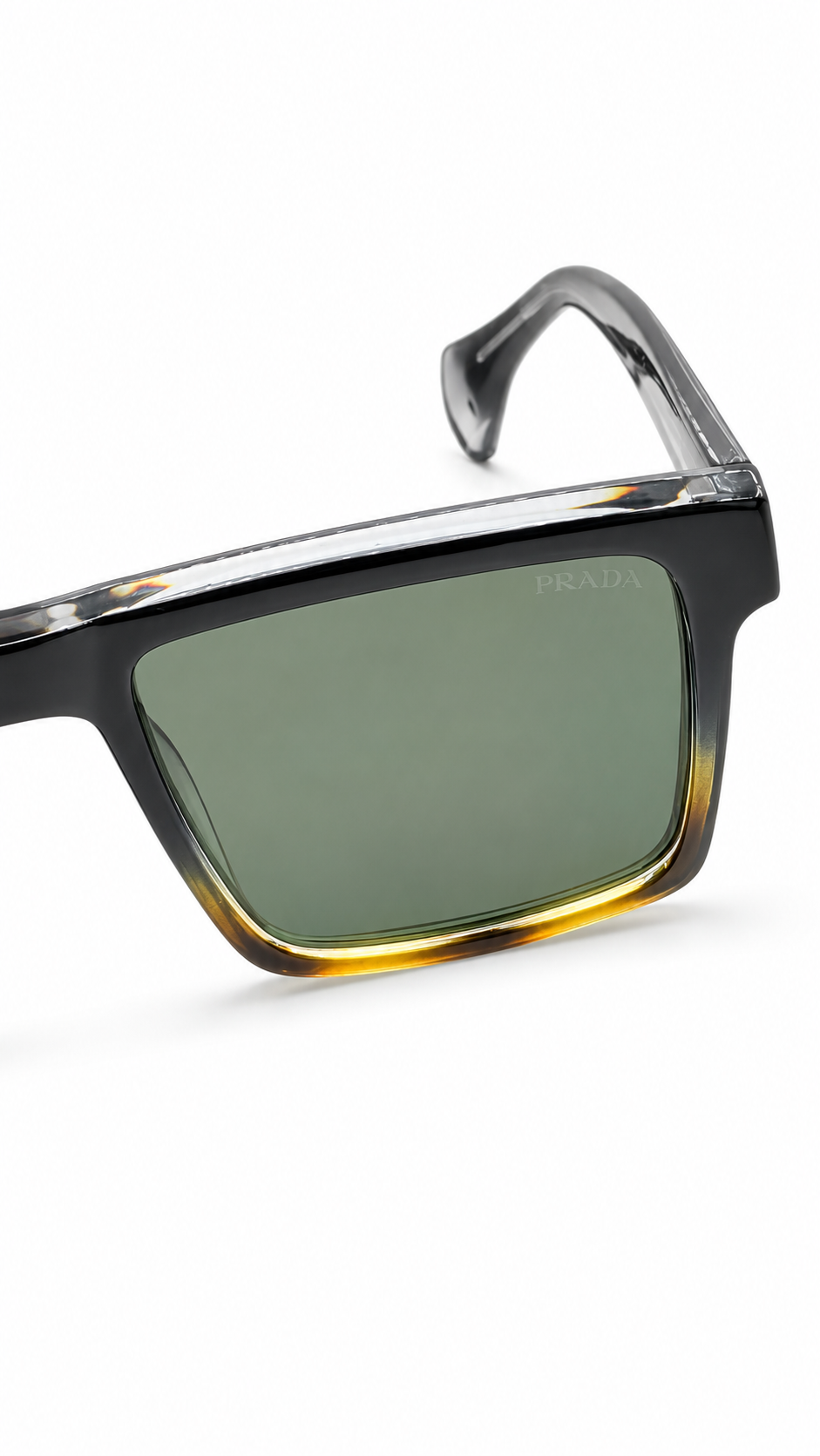 Prada Symbole Square Sunglasses (SPR 07Y / 2070 54mm) – Black & Tortoise / Green Lenses