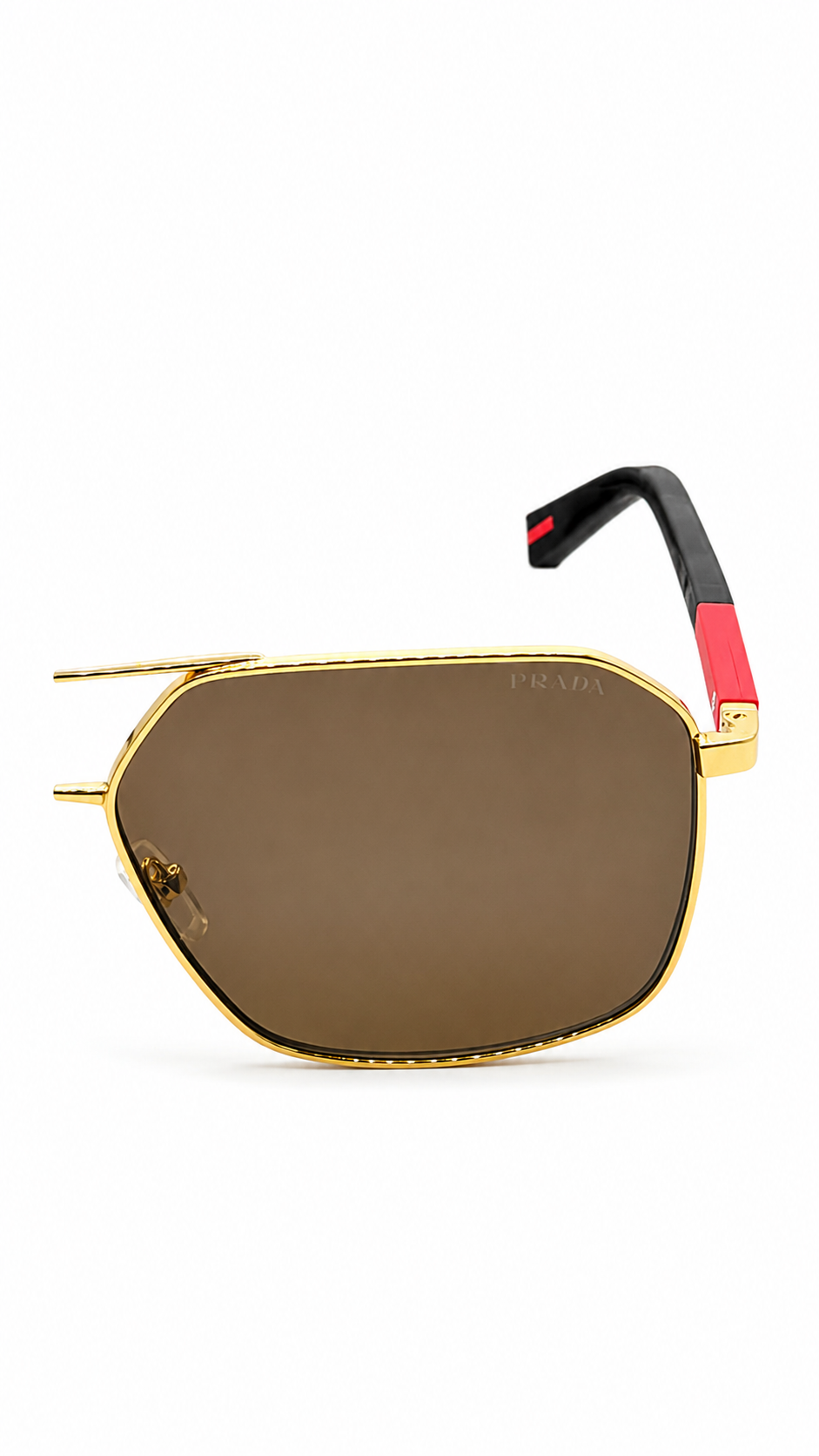 Prada Linea Rossa SPS 50A Sunglasses – Gold Frame / Brown Lenses (60-14-145)