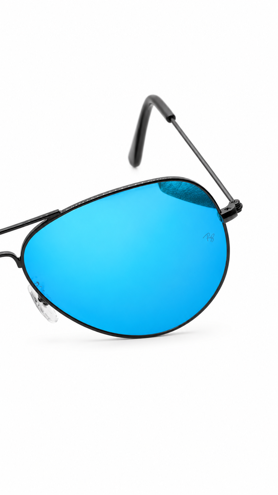 Ray-Ban Aviator Classic Sunglasses (RB 3025 58mm) – Black Frame / Blue Mirror Lenses