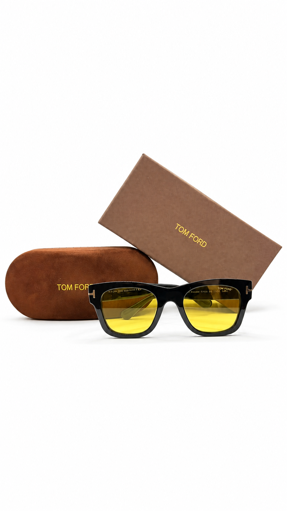 Tom Ford Emma-02 TF1314 01A Square Sunglasses – Black with Yellow Lenses