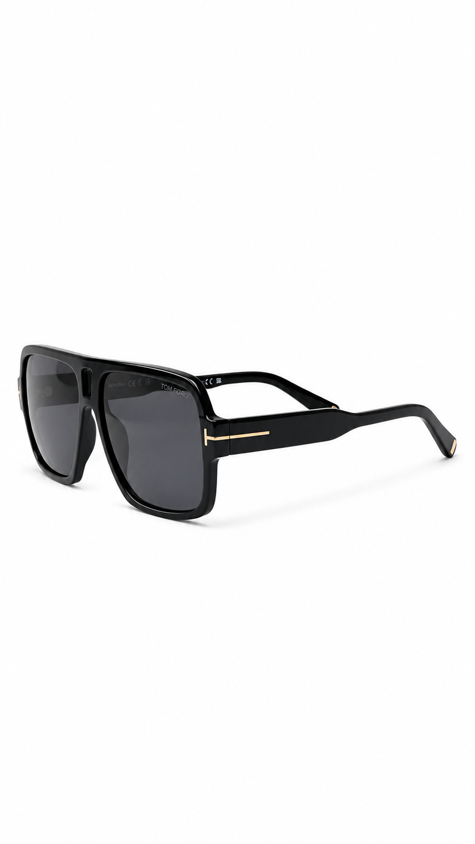 Tom Ford Camden TF933 01A Flat Top Navigator Sunglasses – Black / Grey Lenses