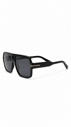 Tom Ford Camden TF933 01A Flat Top Navigator Sunglasses – Black / Grey Lenses