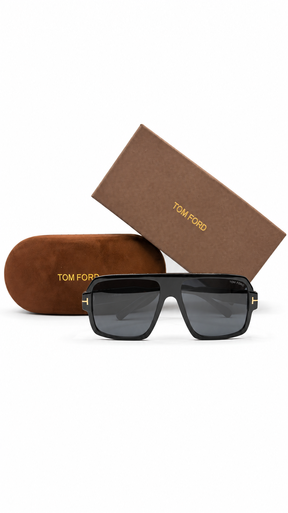 Tom Ford Camden TF933 01A Flat Top Navigator Sunglasses – Black / Grey Lenses