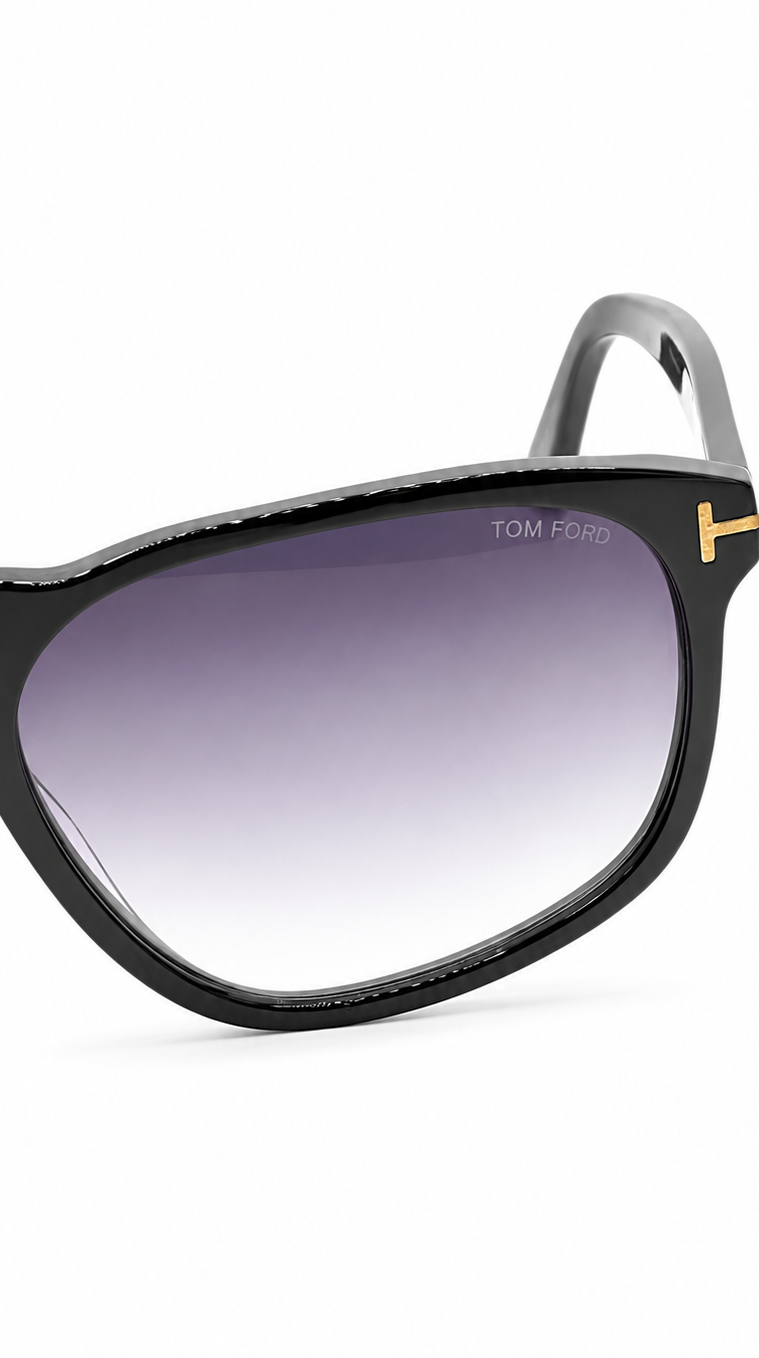 Tom Ford Pierre-02 FT1000 01B Aviator Sunglasses – Black Frame with Gradient Violet Lenses