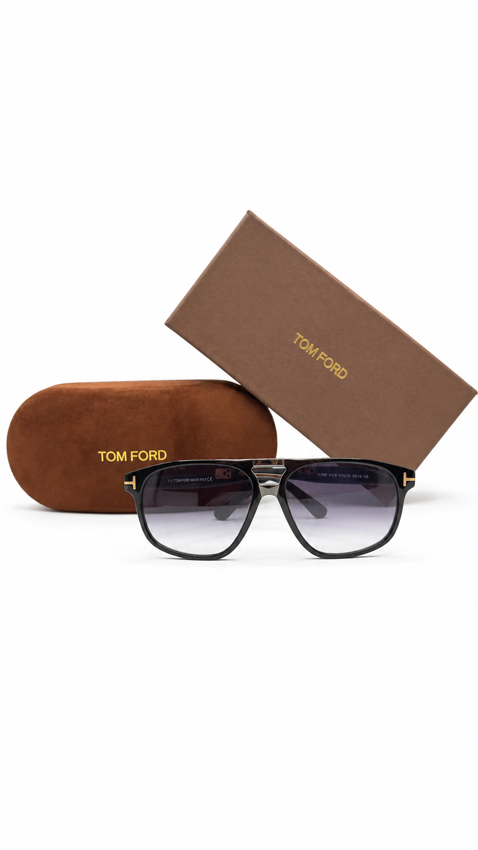 Tom Ford Pierre-02 FT1000 01B Aviator Sunglasses – Black Frame with Gradient Violet Lenses