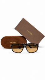 Tom Ford Pierre-02 FT1000 01J Aviator Sunglasses – Black Frame with Brown Lenses